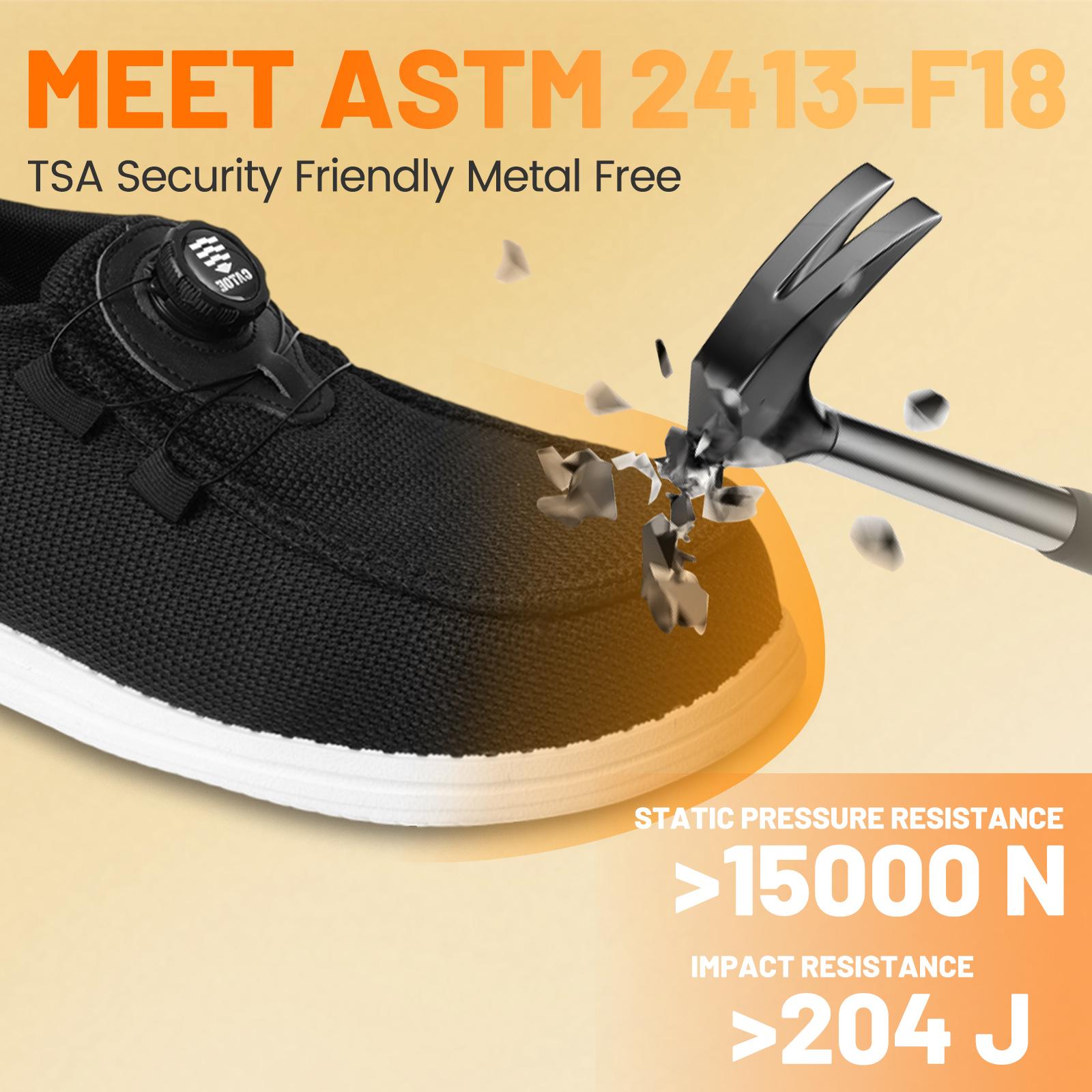 Men's Steel Toe Shoes Safety shoes Work shoes Stylish shoeLightweight Composite Toe Sneakers Swivel Buckle Women and Men Slip On Safety Work Shoes Composite Toe Comfortable  Industrial Construction Sneakers