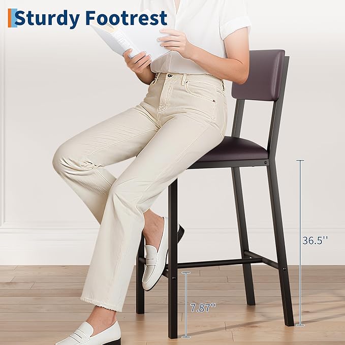 Dining Table Set for 4 w/Counter Height Table & 4 Upholstered Bar Stools, 5-Piece Kitchen Table Set with Footrest & Corner Protector, for Kitchen Room, Apartment