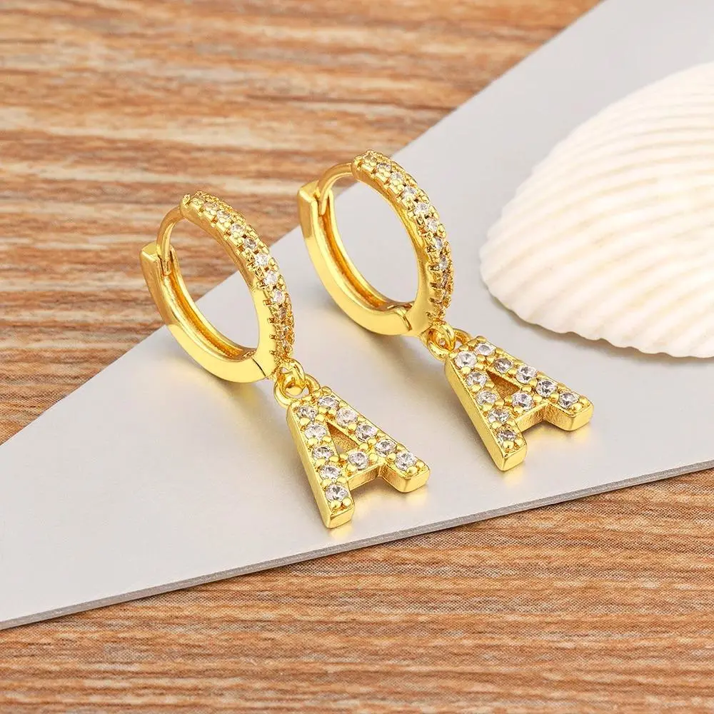 Initial Letter Hoop Earrings A-Z, Small Gold Color Alphabet Huggie Earrings for Women, Dainty Personalized Jewelry, Cute Everyday Earrings for Birthday, Christmas, New Year & Gift