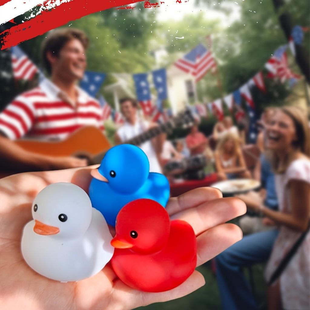 Party Duck Set, Party Decorations, Independence Day Theme, Easter Decoration, Portable Backpack, Cute Smile Design, Blue Ducks