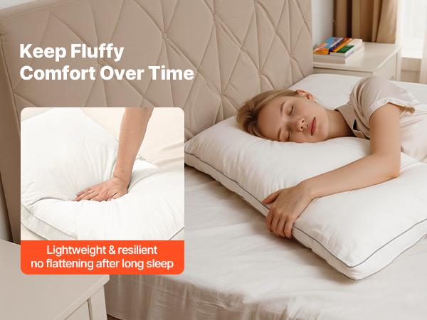 Bed Pillows for Sleeping, Set of 2, King Size Luxury Quality Hotel Pillows with Original Down Alternative Filling, Supportive and Fluffy, Bedding for Back, Stomach and Side Sleepers, White