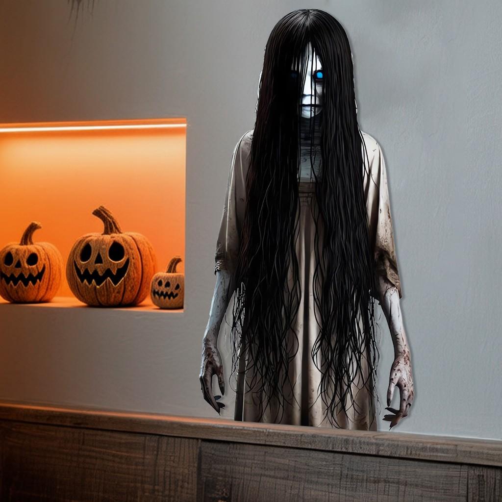 Halloween Horror Window Break Decor Sticker, Self-Adhesive Removable PVC, Room Wall Home Decoration, Halloween Party Stickers