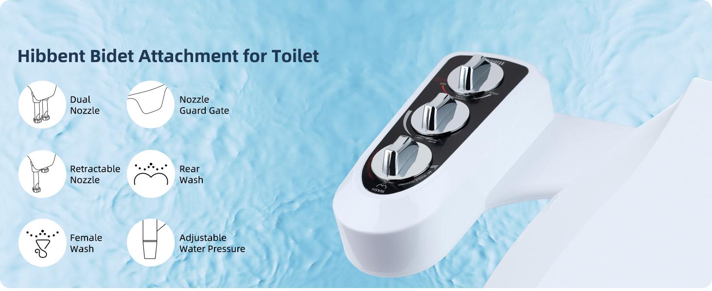 Hibbent Toilet Seat Bidet with Self Cleaning Dual Nozzle, Hot and Cold Water Spray Non-Electric Mechanical Bidet Toilet Attachment for Rear or Female Washing, Black Hibbent Toilet Seat Bidet with Self Cleaning Dual Nozzle, Hot and Cold Water Spray Non-Electric Mechanical Bidet Toilet Attachment for Rear or Female Washing, Black