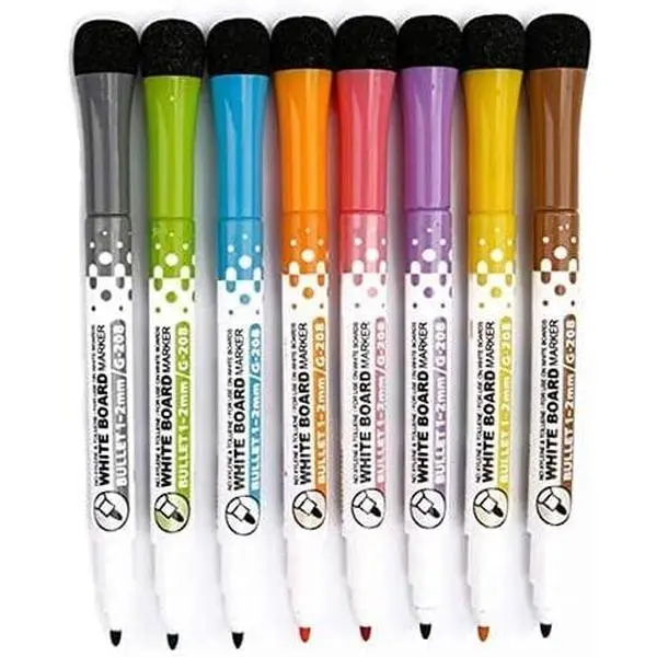Dry Erase Markers for Whiteboard w/Eraser Caps (8 Pack),  White Board Marker Set for , Ultra-Fine Tip,  Colors & Low-Odor, Use for Office, Classroom &