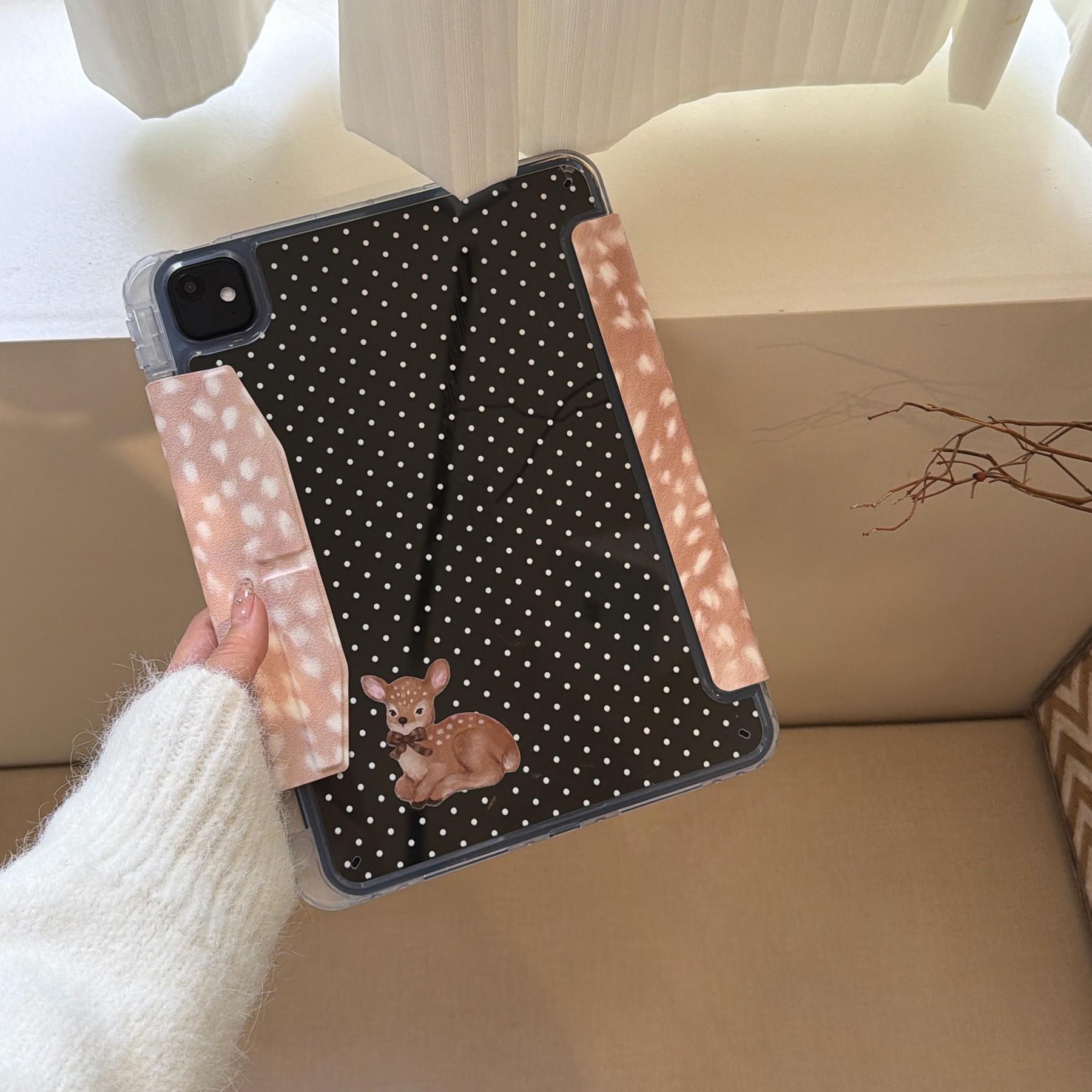 Autumn Winter Deer Spot iPad Case, Pro 11/13 Inch Air 6, Mini 7, Pro 12.9 Inch Acrylic Anti-Drop Protection Cover