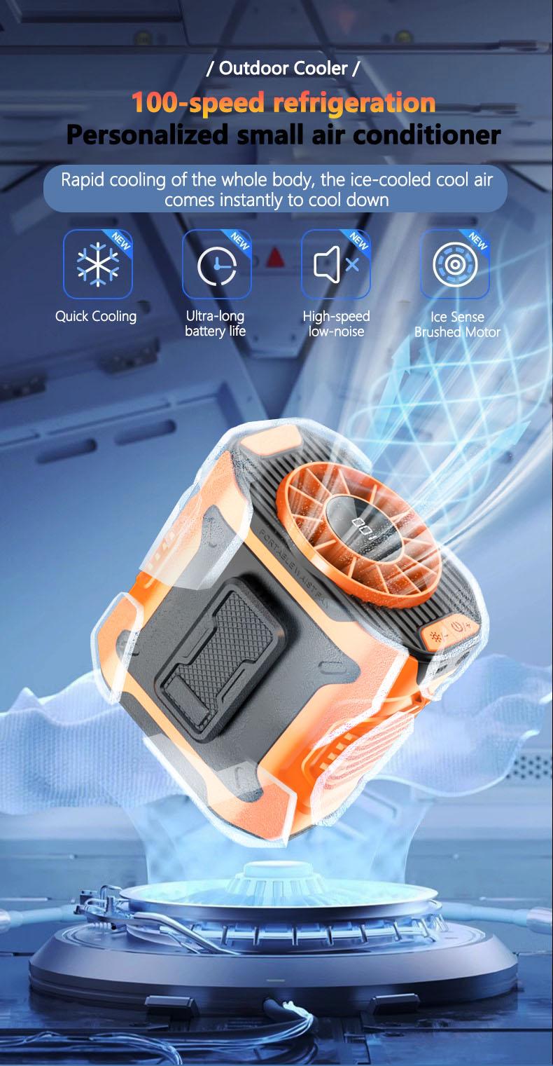 [Spring Deals] Coucur 2026 New Personal Portable Fan USB Rechargeable Waist Fan with Clip & Power Bank 4000mAh Battery 100 Wind Speeds Cooling Fan with LED Light for Outdoor Travel Camping Back to School Father's Day Gift