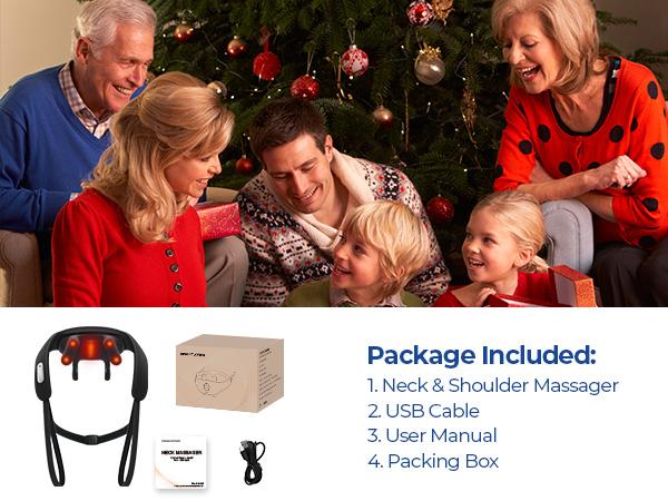 KingPavonini Neck New upgraded neck and shoulder massager,  the sixth generation 6D Shiatsu  massage the trapezius muscle, deep tissue, relieve neck and shoulder pain Comfort with Adjustable Width and Voice Prompt, Wireless Back Massager with Heat