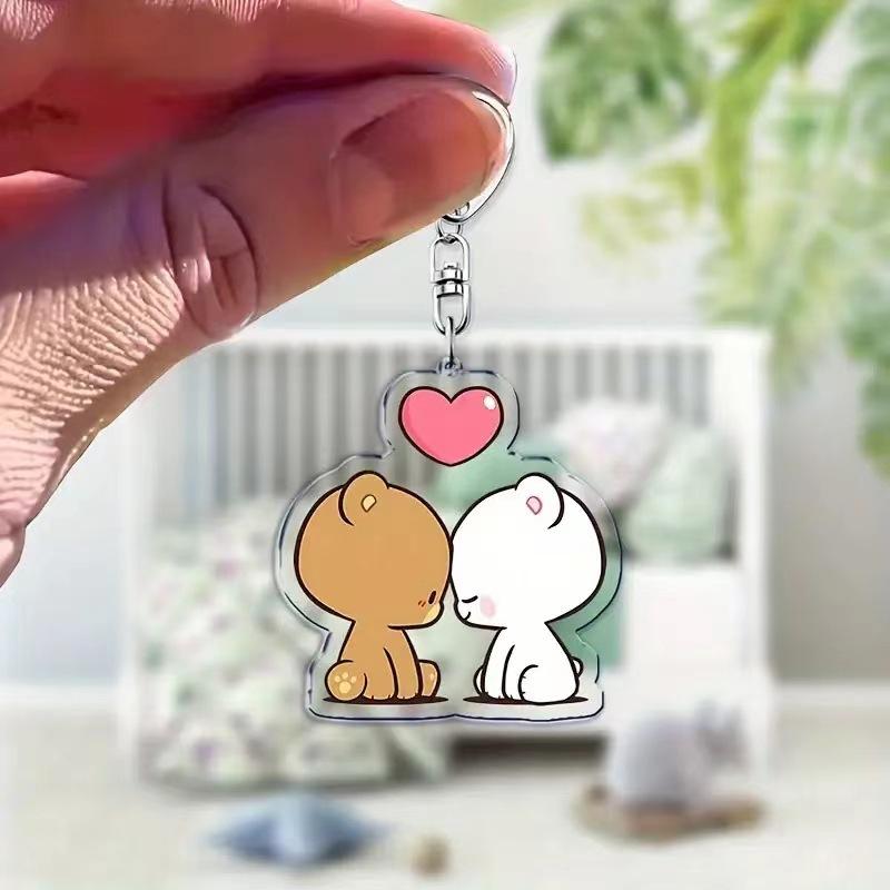 2D Anime Characters Cartoon Bears Cute Cloth Acrylic Keychains Animal Keychains Desktop Ornaments Exquisite Gifts for Anyone