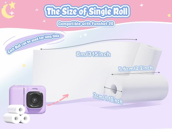 Kids Instant Print Camera Paper, Thermal Printing Refill Set for Toddler Camera, Compatible with Funshot 20, HD Camera Thermal Printing Paper, 2.2" x 26ft (5.6cmx8m) Per Roll, 3 Rolls(Only Paper)