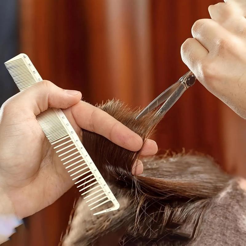 Professional Comb Set 6-Piece, Durable Haircut Tools for Salon and Home Use, Precision Cutting with Measurement Marks