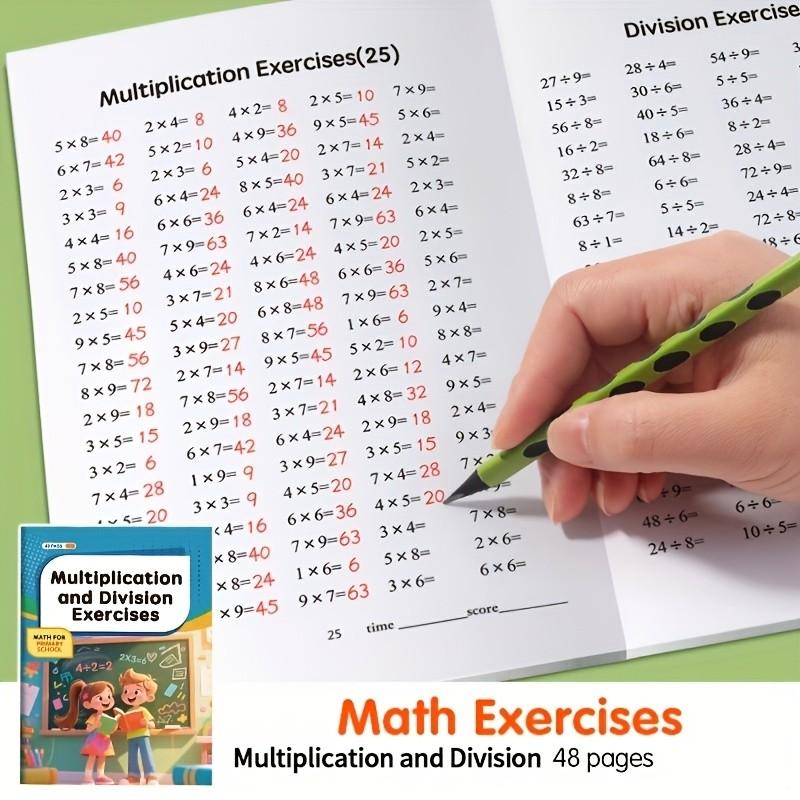 Learning and Education Writing Aids, 48 Pages Multiplication Division Practice Book, Enhance Math Skills, School Supplies, Christmas Gift