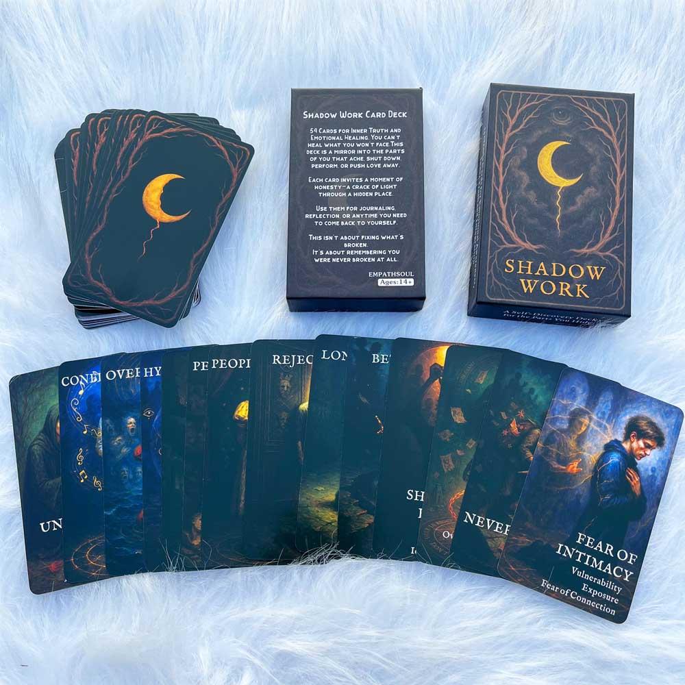 54 Tarot Cards Set, Tarot Card Decks, 13x8cm Reflective Moon Shadow Work Oracle Cards, Self-Discovery Emotional Perception Game, Spiritual Guidance Tool