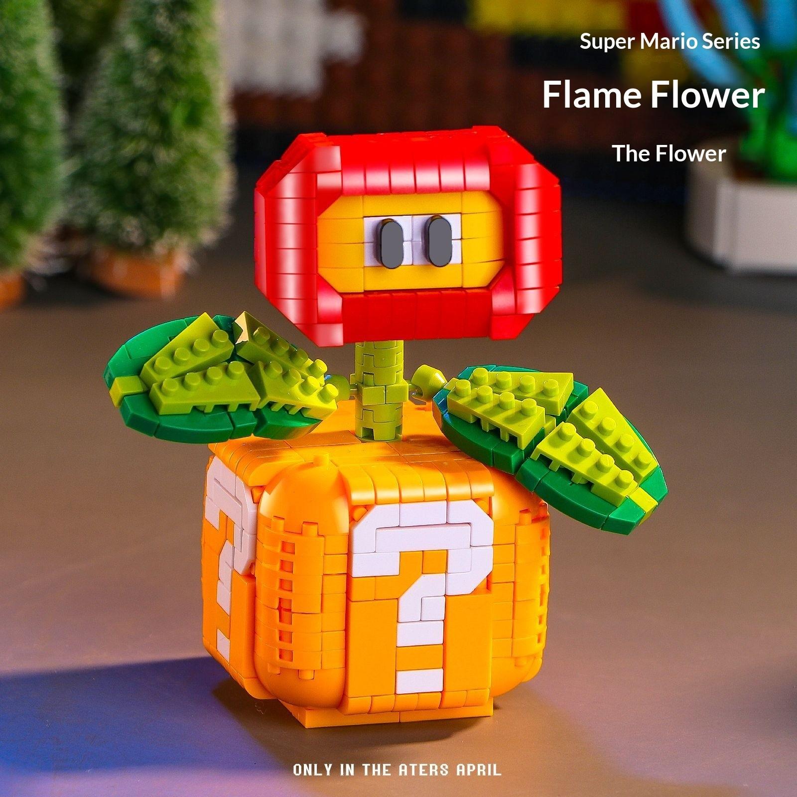 Compatible Lego Mario Carnivorous Plant Flame Flower Building Toy, Creative Model Display Piece, Trendy Play Figure