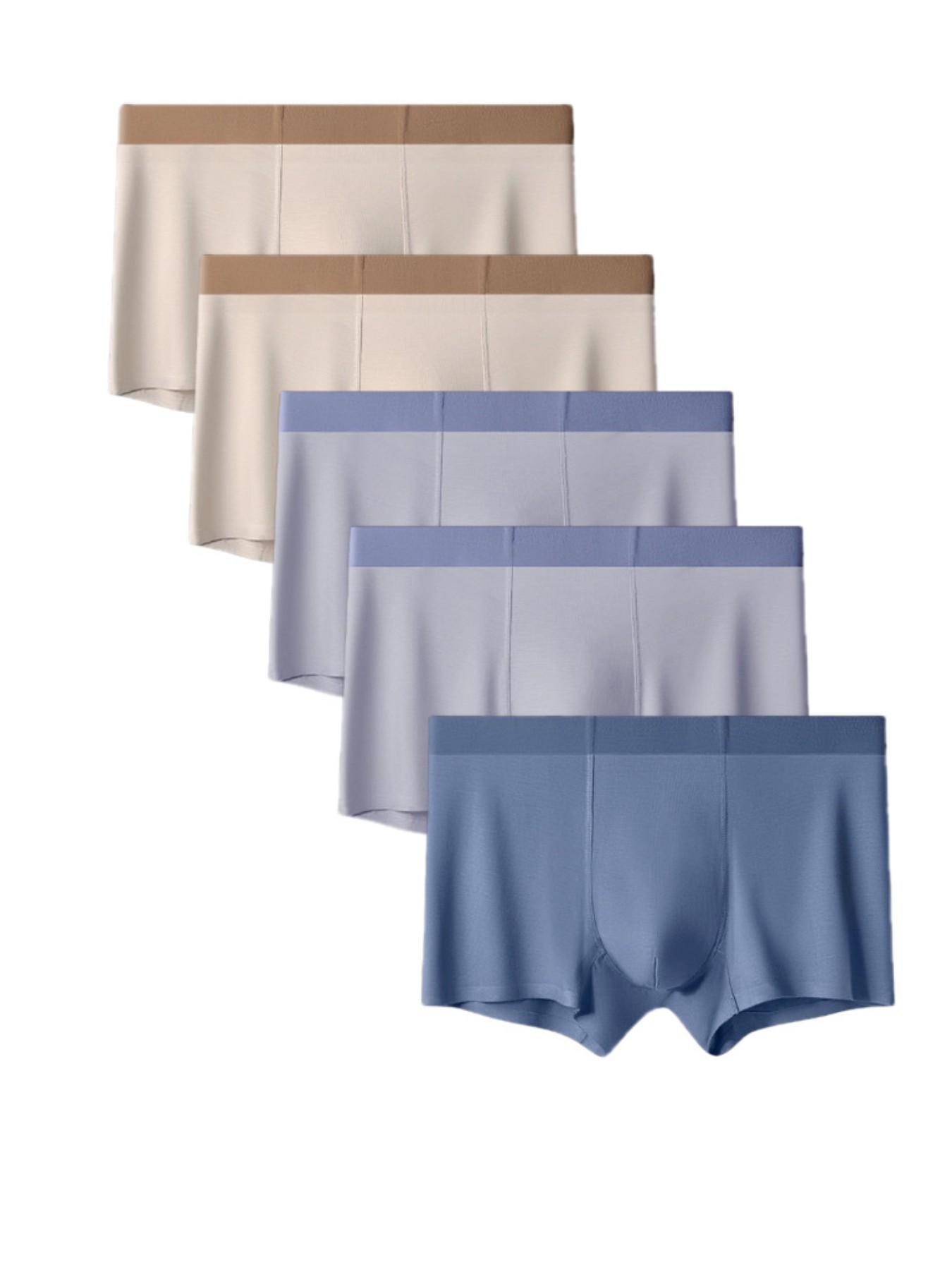 Men's Modal Underwear Minimalist Seamless Solid Thin Japanese Basic Silky Style Business Luxury Casual High Stretch No Chafing Breathable Antibacterial Quick-Drying Skin-Friendly No Ride-Up No Stuffiness for Big Guys Office Workers Gym 3/5/7 Packs