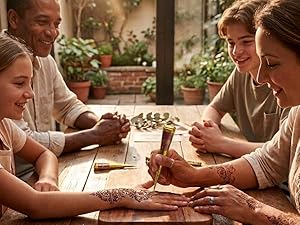 191 Pcs Temporary Tattoo Stencils Kit with 6 Tattoo Cones (2 Black, 2 Brown, 2 Dark Red), White Tattoo Outline Pen, Cotton Swabs & Towel| Perfect for Adults, Teens, Beginners, Family Fun & Parties