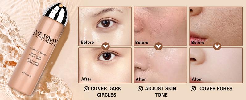 QIUFSSE 2Pcs Airbrush Foundation Makeup Spray Full Coverage Foundation for Mature Skin,Long-lasting Airbrush Flawless Setting Spray,Waterproof Foundation for Smooth Radiant Skin