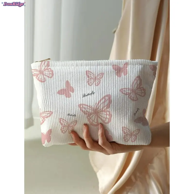 Cute Butterfly‑Print Makeup Bag, Casual Lightweight Multifunctional Zipper Cosmetic Storage Pouch, Portable Beauty Organizer, Versatile Toiletry Bag for Women & Girls, Daily Commute, Office Work, School & Vacation Travel Use