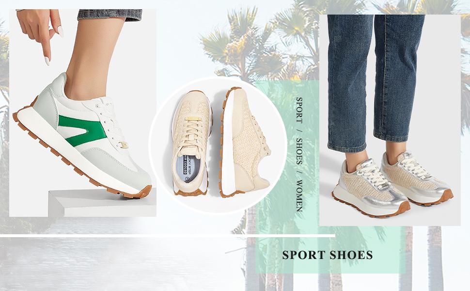 LUCKY STEP Women's Platform Fashion Sneakers Retro Classic Trainers Casual Lace-up Stylish Tennis Running Walking Shoes Stability Comfortable All-Day Wear