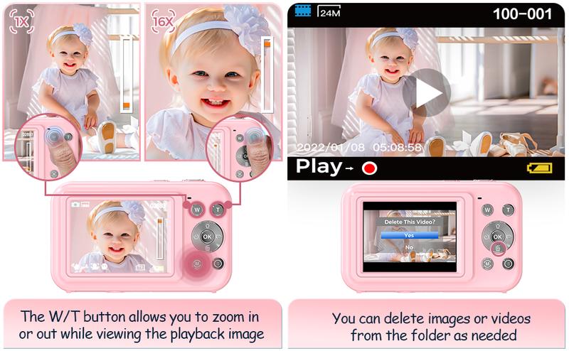 2026 New Arrival | Compact Digital Camera - Vintage & Retro Pocket Sized Portable  Point & Shoot Camera with Neck Lanyard | 32GB SD Card | Anti-Shake | 16X Digital Zoom | Perfect Christmas Birthday Gift【Sakura Pink】