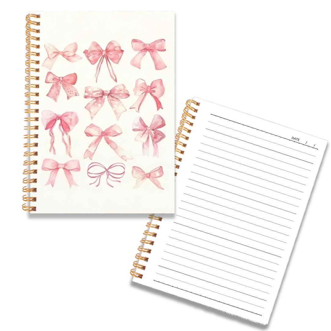 Butterfly Bow Notebook, Women's Aesthetic Journal, Fashion Office Supplies, 5.5x8.3 Inches, 50 Pages, School Stationery