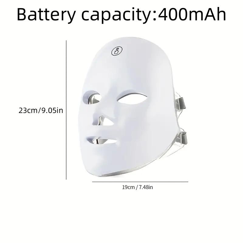 LED Facial Skin Care Mask, 7 Color LED Rechargeable Beauty Mask,  Ideal for Women & Girls