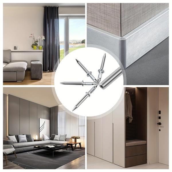 50 Invisible Dual-Head Nails + 1 Installation Socket, Traceless Hidden Nails for Baseboards, Edging, Furniture Fixing