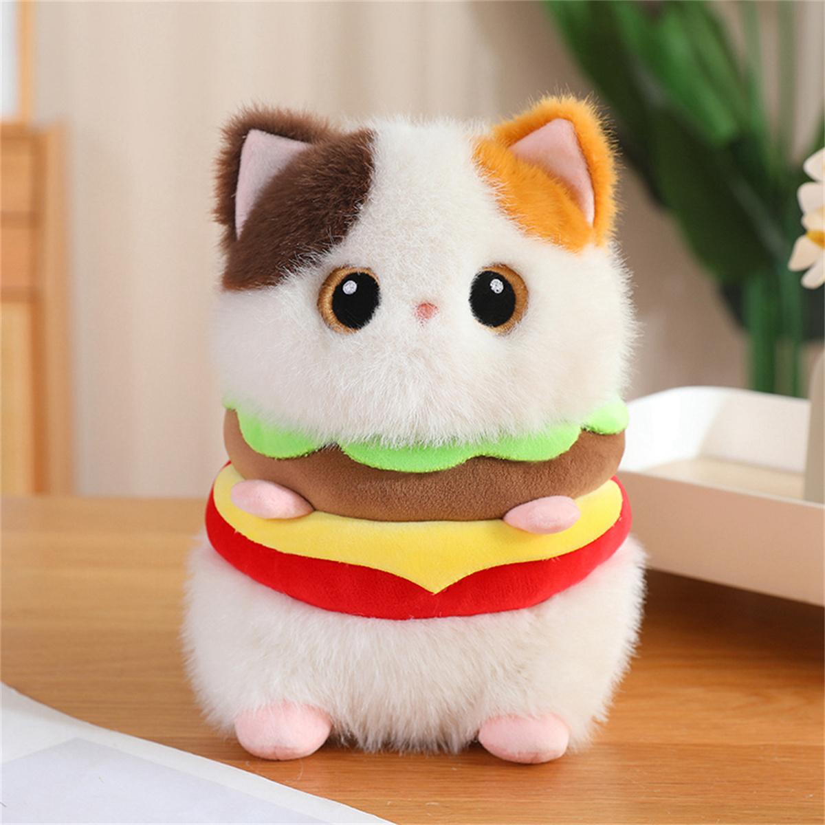 Hamburger Cat Plush Toy, Fun Home Decor, Birthday Gift, Mother's Day Gift, Christmas Gift, Unisex, Model Jsb20250101