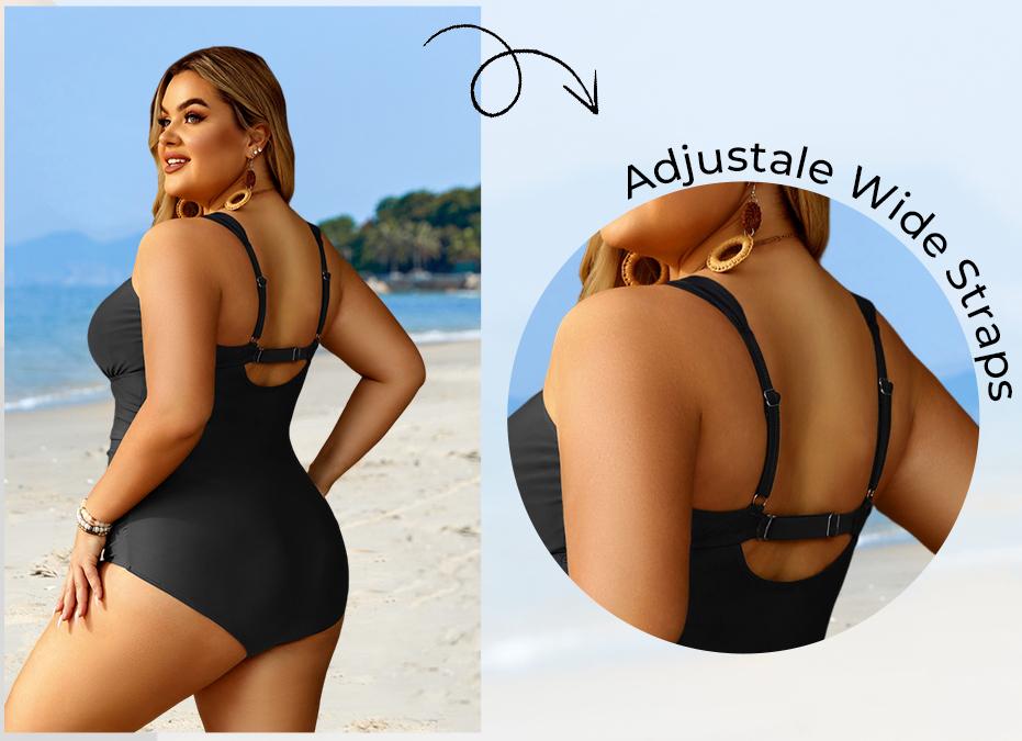 Aqua Eve Plus Size Swimsuit for Women Tummy Control One Piece Bathing Suit Vintage Swimwear Black Aqua Eve Plus Size Swimsuit for Women Tummy Control One Piece Bathing Suit Vintage Swimwear Black