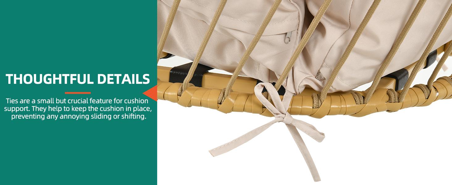 Yitahome Wicker Swing Egg Chair with Cushions 350lbs, Foldable Hanging Basket Chair W/Stand Rattan Hammock Chair for Outdoor, Indoor, Patio, Bedroom - Grey/Beige