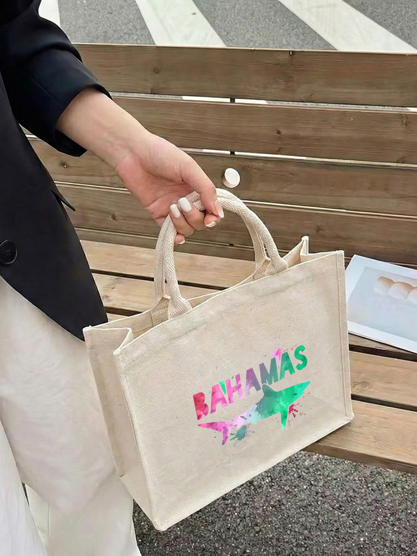 Workout and yoga handbags Bahamas Dolphin Artistic Design Soft Suitable for supermarkets,school trips-handbag and shoulder tote