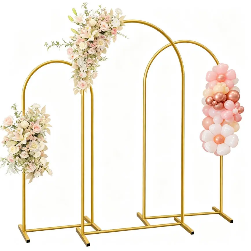 6FT-7.2FT Metal Arch Backdrop Stand,Wedding Arched Frame , Stable Arched Background Stand for Wedding, Baby Shower, Birthday Party, Photography, Gold