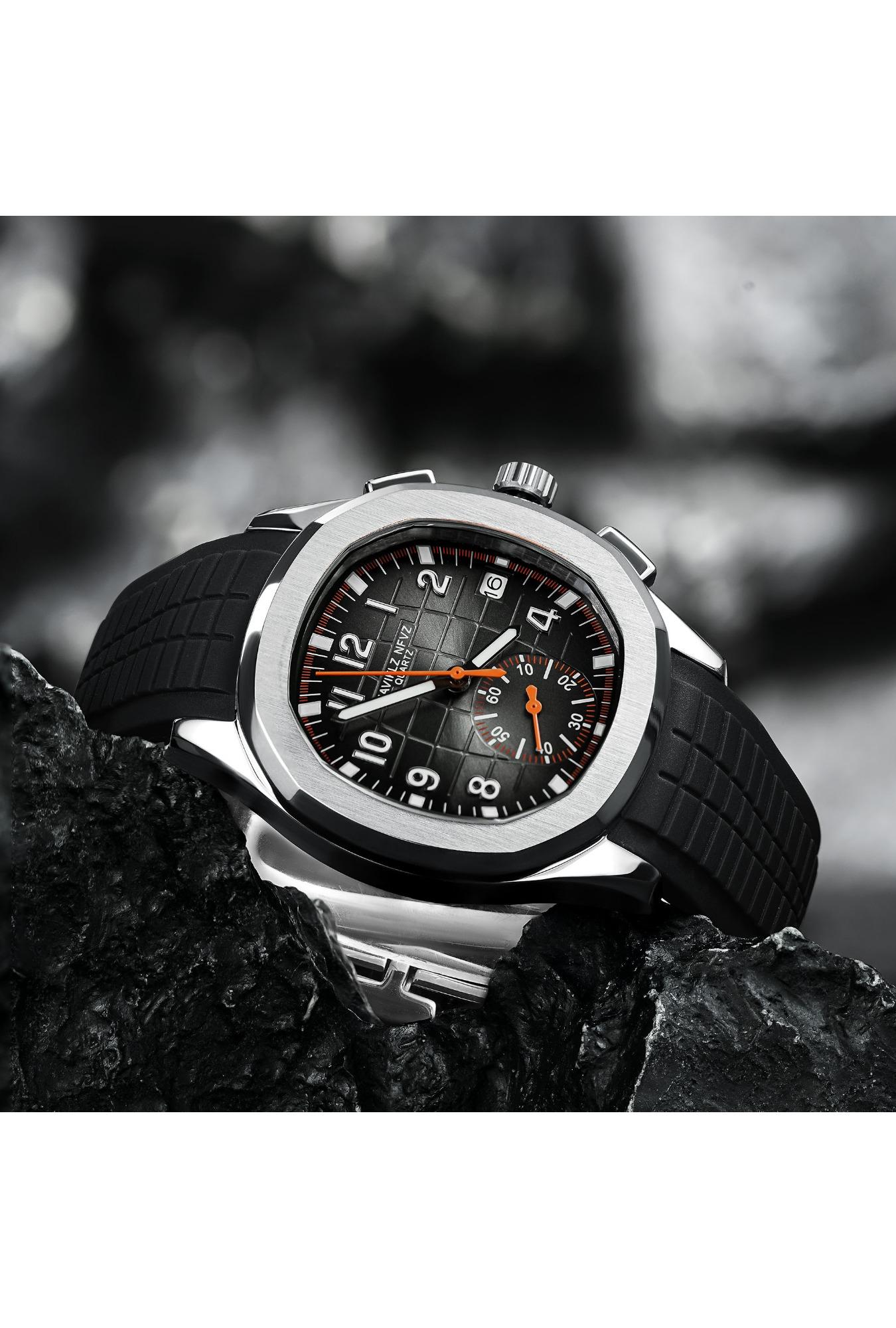 2026 Hot Selling Top Luxury Brand Japan VD53 Mov Chronograph Quartz Watch Stainless Steel Silver-Blue Rubber Strap Luminous Waterproof