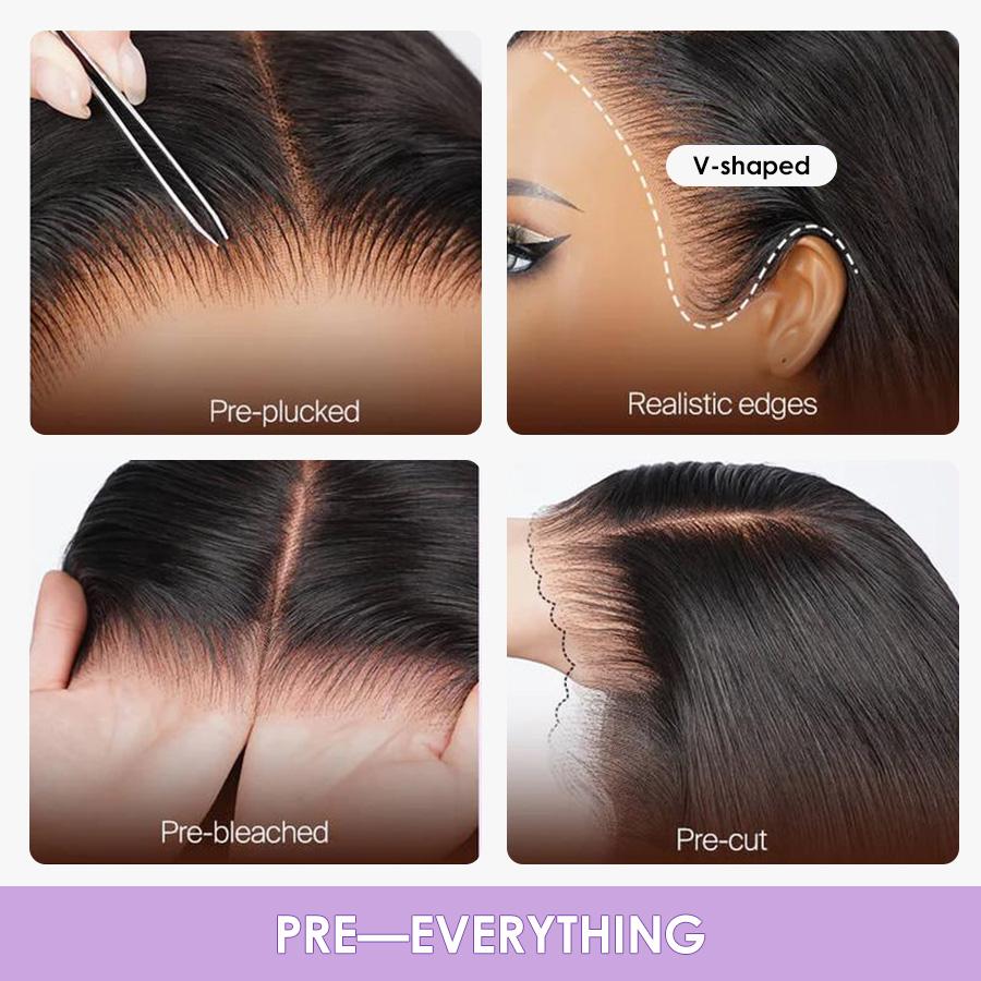 13x4 Glueless BOB Wig Lace Frontal Wig Pre-Everything 220% Ear To Ear Natural Hairline HD Lace Skin Melted Silky Straight Human Hair Wigs With Drawstring