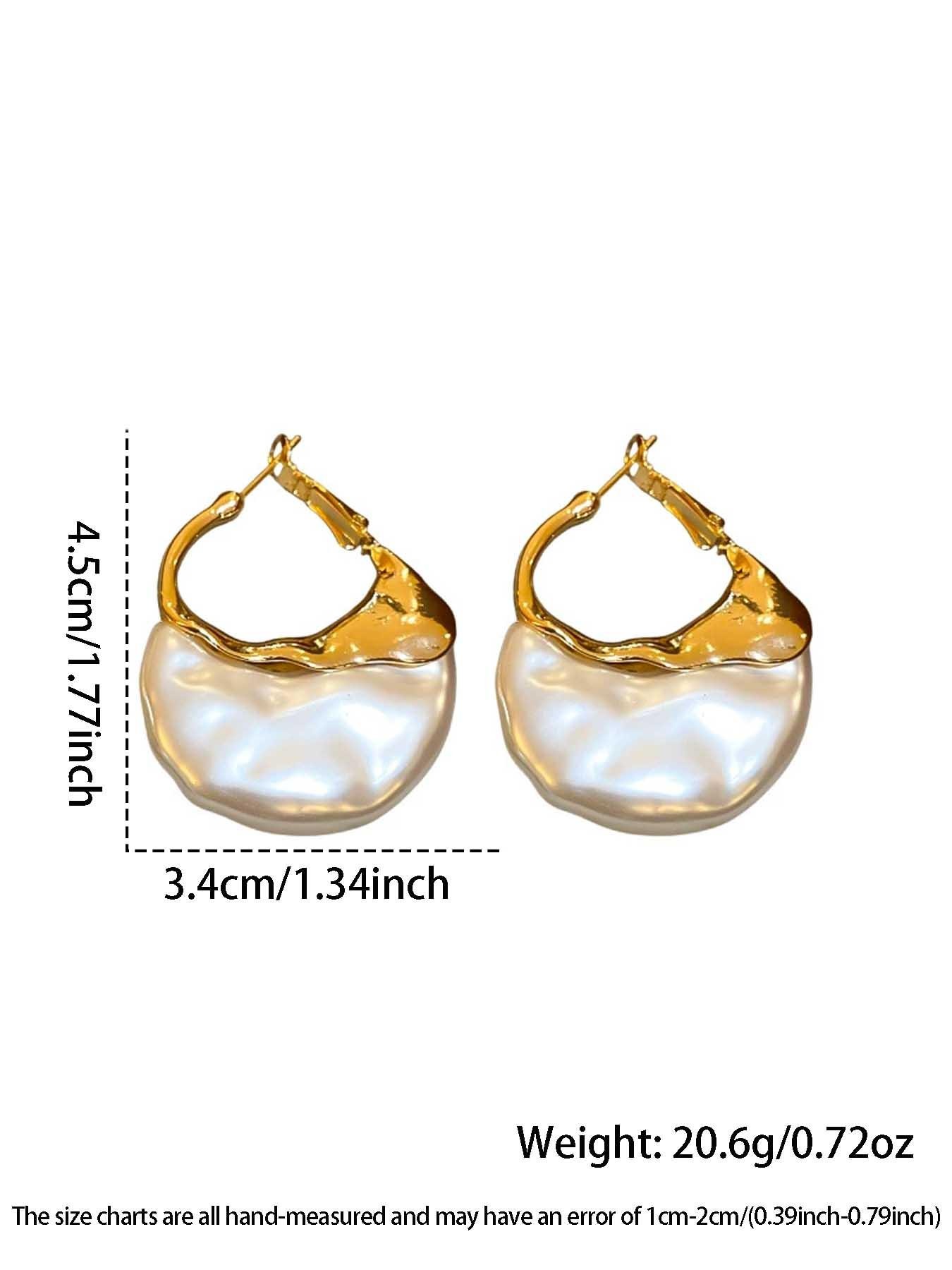 French Style Exaggerated Imitation Pearl Bag Shape Metal Earrings, Fashionable Simple Women's Elegant Creative Party Earrings