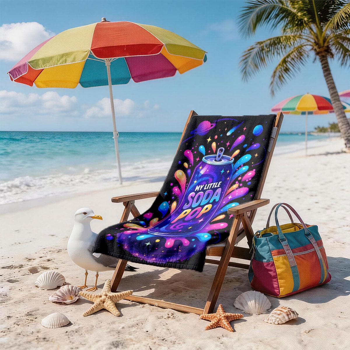 My Little Soda Pop Beach Towel, Large Size, Quick-Dry, Absorbent, Ideal for Beach, Pool, Summer Outing, Outdoor Picnic, Home Use