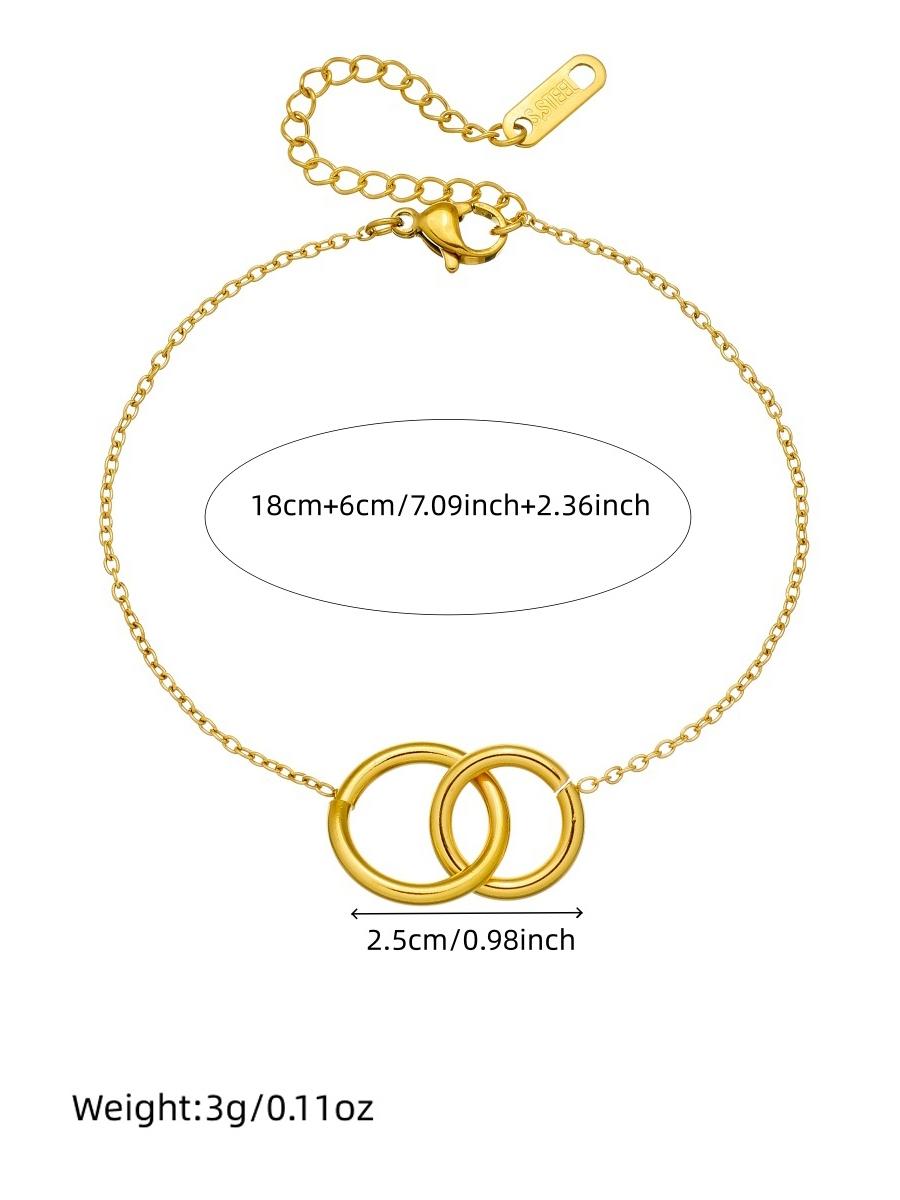 Stainless steel interlocking circles adjustable chain bracelet for women