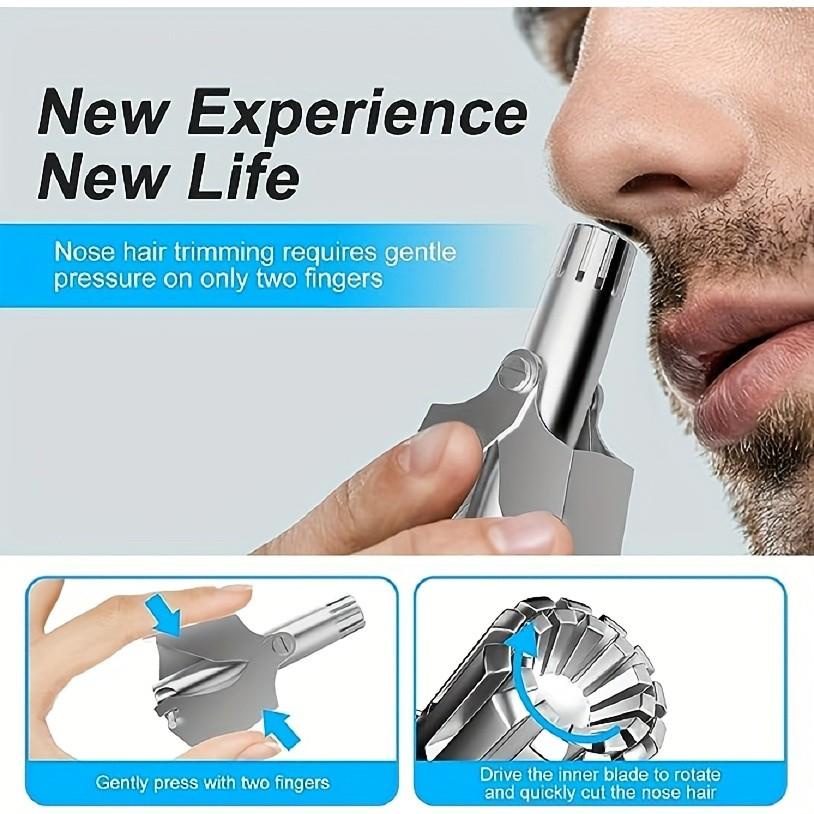 Portable Stainless Steel Nose Hair Trimmer (Trimmer + Cleaning Brush) – Manual, water-friendly, Effortless manual razor that easily removes nose hair. Great for gifting or use while traveling.