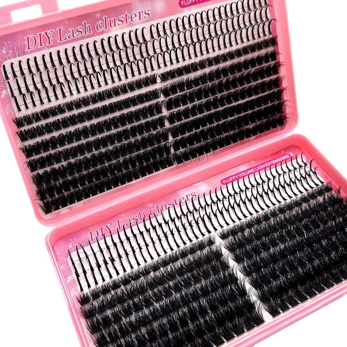 200D/150D/120D/100D/80D/60D/50DUniversal Eyelash Bundles 5-In-1 Set, Long 8-16mm Lashes for DIY Extensions, Perfect for Daily Makeup & Cosplay Events，suitable for daily life&weddings&dates&parties&music festivals&Halloween use, Lashes Clusters Kit