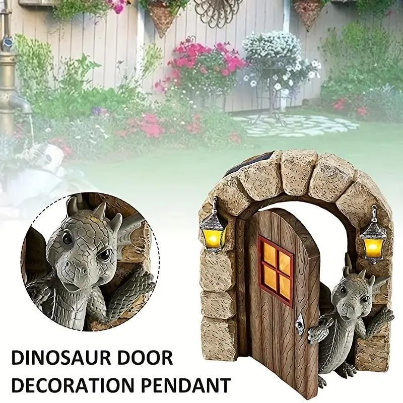 Creative Cartoon Dragon Design Garden Decor, Resin Dragon Statue, Outdoor Wall Decor for Garden Patio Yard, Unique Garden Ornament