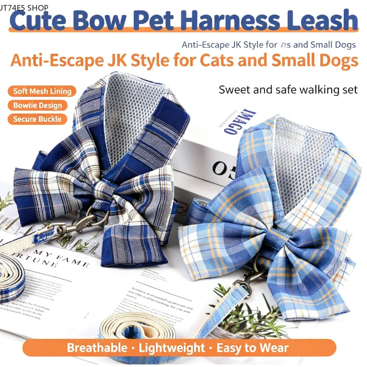 Vest‑Style Pet Harness & Leash Set, Escape‑Proof Walking Chest Harness for Cats & Small Dogs