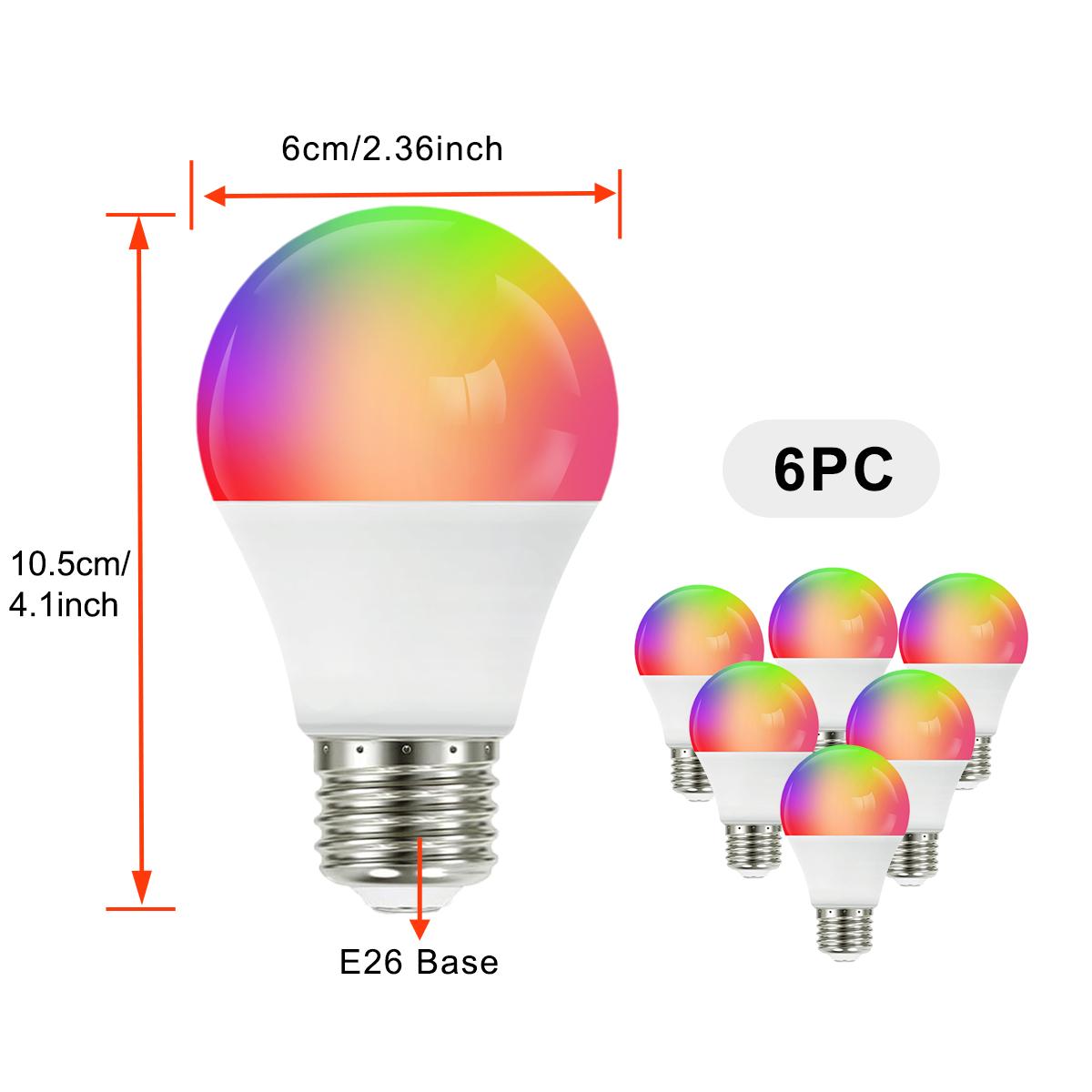 DAYBETTER Smart Light Bulbs 16 Million Colors RGBCW WiFi Bluetooth LED A19 800 Lumens Music Sync Voice Control Group Timer Function