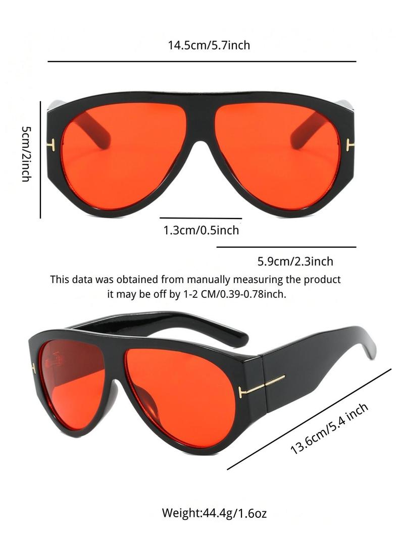 Vintage Oversized Sunglasses, Trendy Casual Sunglasses for Women & Men, Fashion Accessories for Everyday Use and Outdoor Activities, Trendy Beach Eyewear