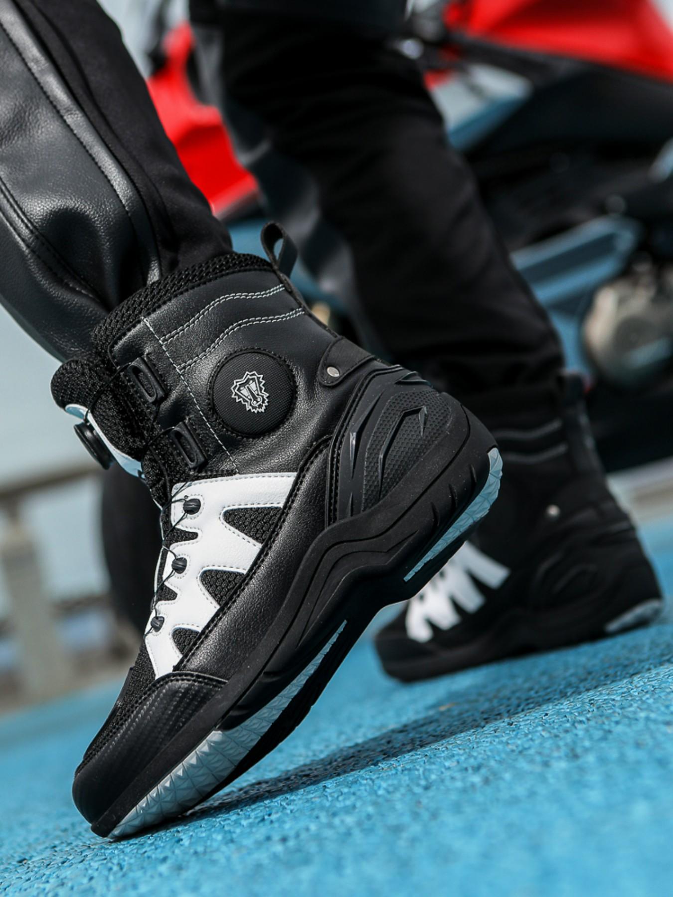 Men's Motorcycle Riding Boots, Anti-Slip Durable Comfortable Racing Shoes, Waterproof Protective Design, Ideal for Motorbike Enthusiasts
