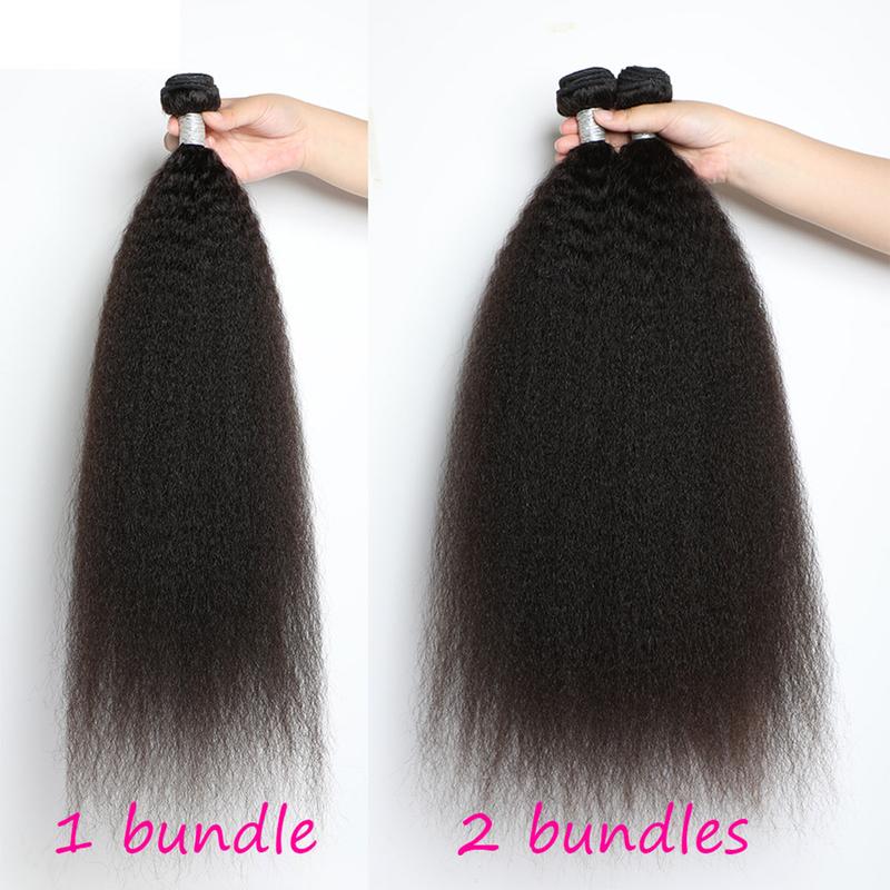 BELE HAIR 12A Grade Kinky Straight Human Hair Bundles 100% Unprocessed Brazilian Virgin  Hair Yaki Straight Bundles Yaki Hair Human Extension Deal Natural Black Color