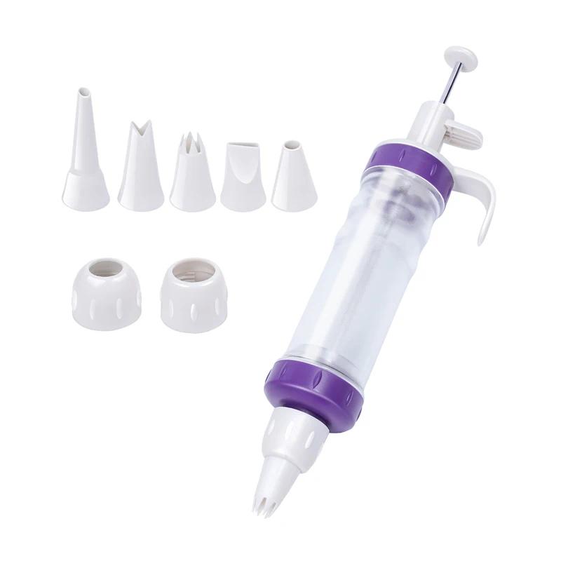 1set Buttercream Piping Gun Cake Decorating Tips DIY Manual Dessert Injector Baking Tools for Cookies Cakes Cream Puffs Multiple Nozzles