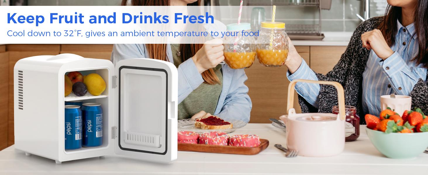 【TiktokShopSpringGlowUp】Antarctic Star Compact Refrigerator, Skincare Fridge With Dimmable LED Light Mirror,4L 12oz Capacity, Portable Small Refrigerator for Cosmetics, Skin Care and Food , Ideal for Bedroom, Car, Office & Dorm,Freon-Free & Eco Friendly