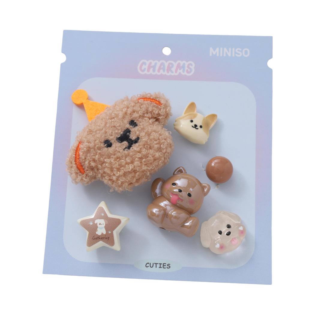 MINISO Fashion Cartoon Charms for Crocs, Animal Party, Puppy's Birthday Party, China Panda, Blue White Pom-Pom, Bowknot, Comfortable Footwear