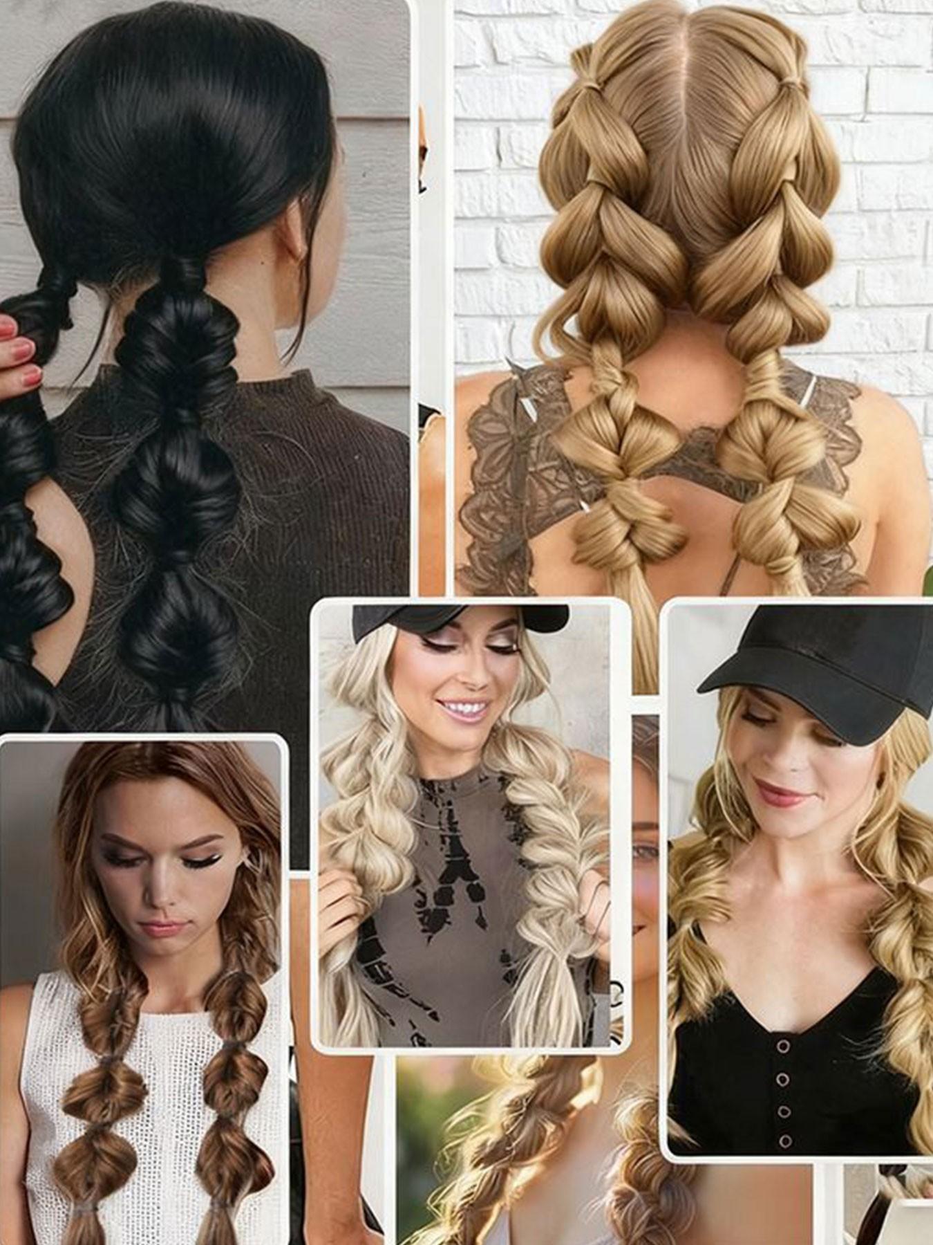 Bubble Ponytail Wig Synthetic Braided Extensions, Hair Ties & Hair Band Included, Ideal for DIY Daily Wear, Versatile Hairpiece Accessory