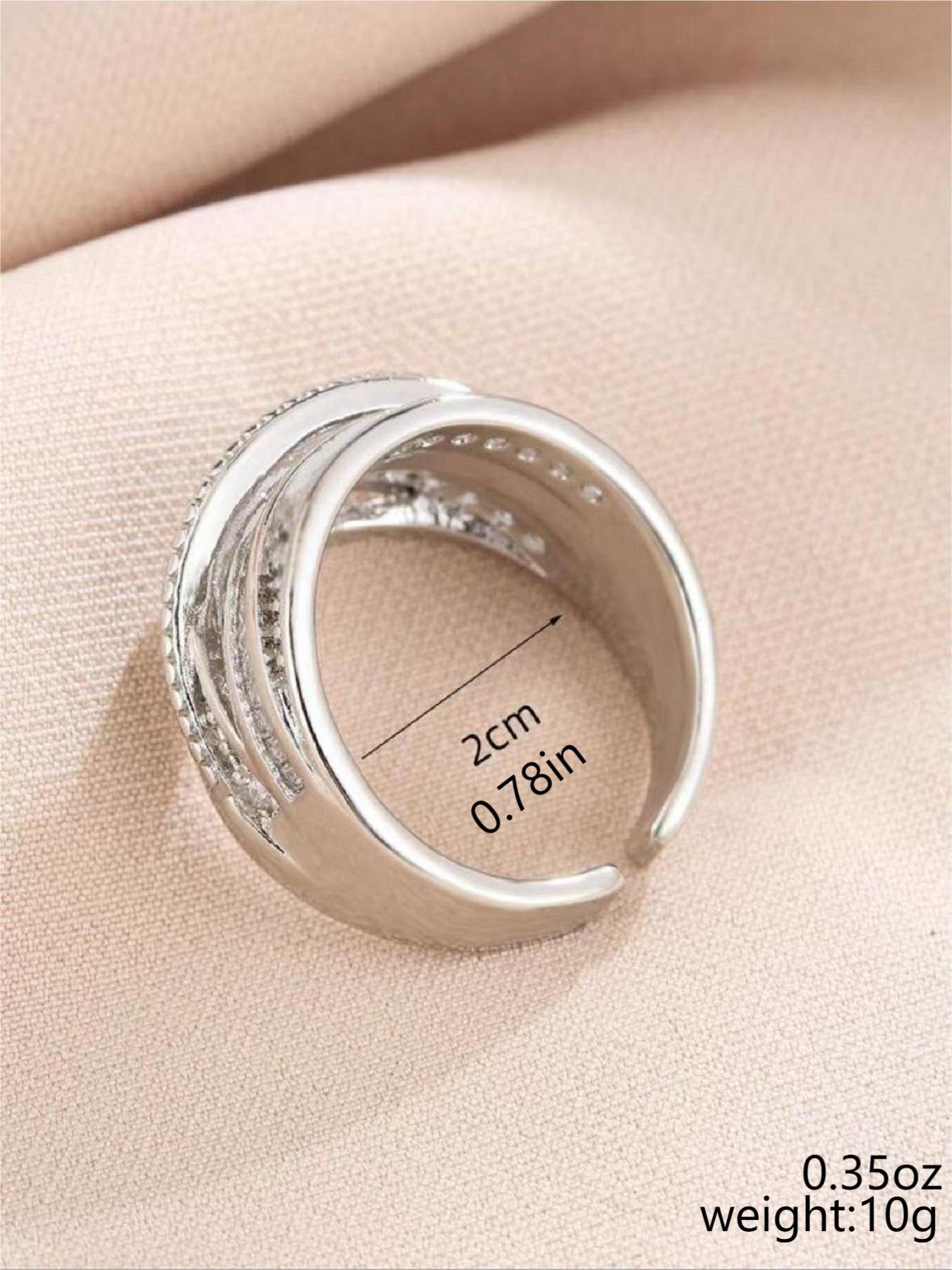 Luxury S925 Sterling Silver Multi-Layer Zircon Ring - Sparkling Crossover Design Statement Jewelry for Women, Ideal for Party & Daily Wear, Fashion Gift