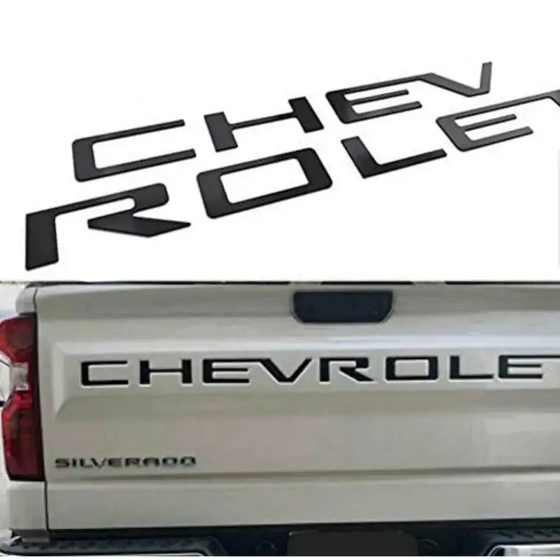 Tailgate Insert Letters for 2019-2026 Silverado Model Emblem Decal, Matte Black